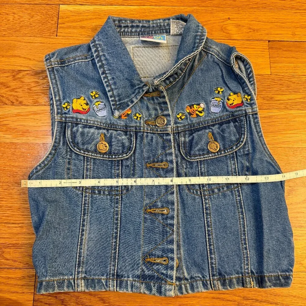 Vintage Disney Winnie the Pooh 100 Acre Collection Embroidered Denim Vest Small